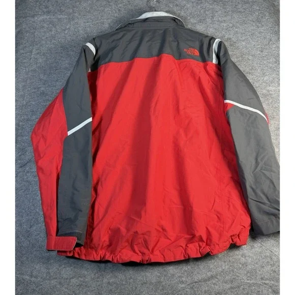 The North Face Mens Hooded Jacket Red Gray Reflective Zip Outdoor Winter - Picture 8 of 9